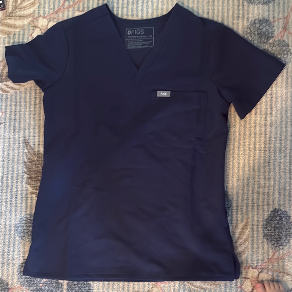 Figs Blue Fitted Short Sleeve Tee
